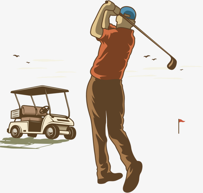 650x617 Golf Player Vector, Cartoon Hand Drawing, Decorative Pattern