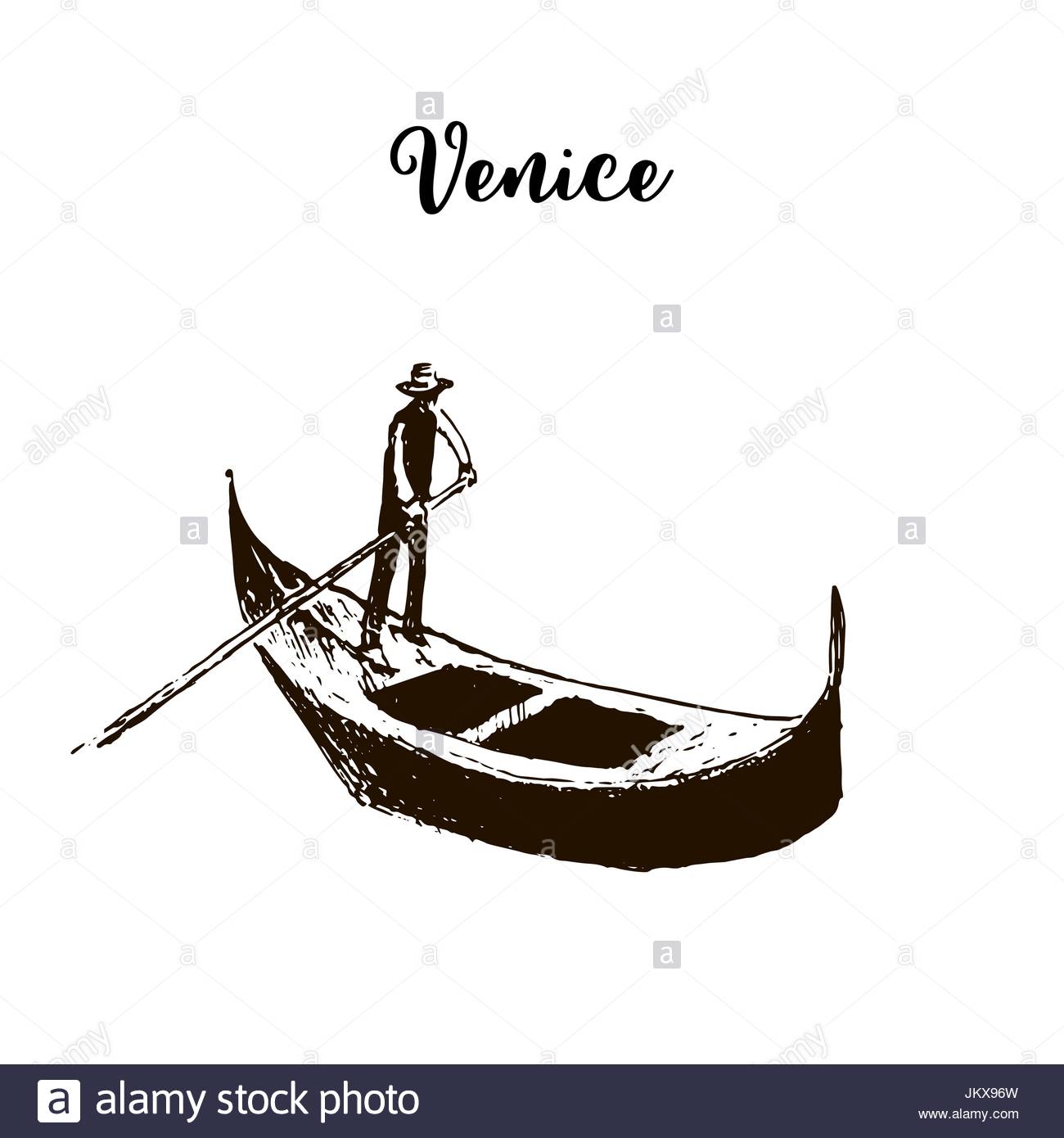 1300x1390 Gondola. Venice Symbol. Vector Sketch Stock Vector Art