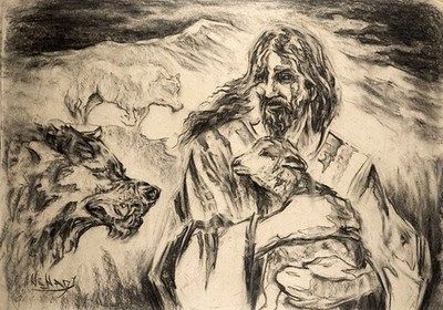 400x280 The Good Shepherd Bible Charcoal Drawings And Drawings