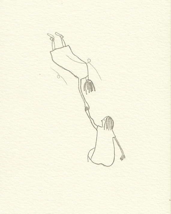 570x715 Goodbye Original Mini Pencil Drawing Art Por Vickyalvarezart