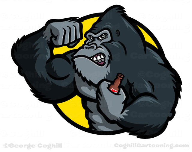 640x508 Cartoon Gorilla Bodybuilder Character Art