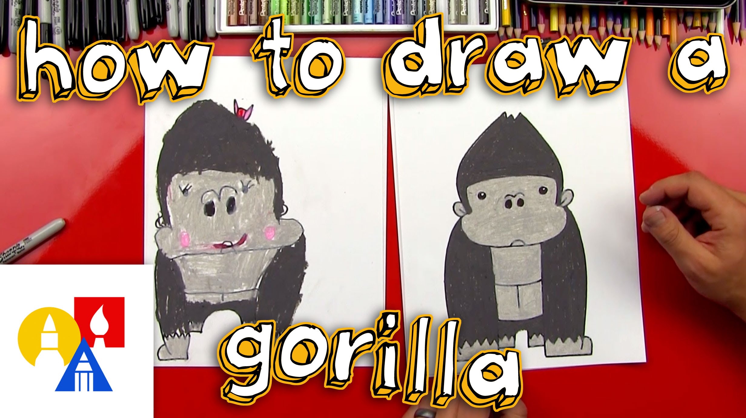 2463x1381 How To Draw A Cartoon Gorilla