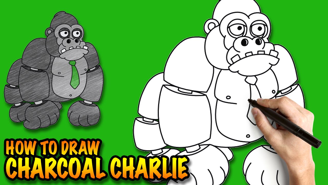 1280x720 How To Draw Fnaf Fanmade Charcoal Charlie The Gorilla