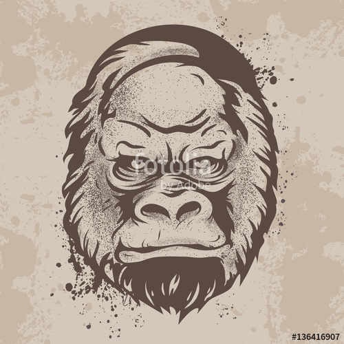 500x500 Graphic Print, The Silhouette Of A Gorilla Face Stock Image