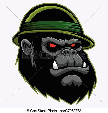 450x470 Angry Gorilla Head Vector Illustration. Vectors Illustration