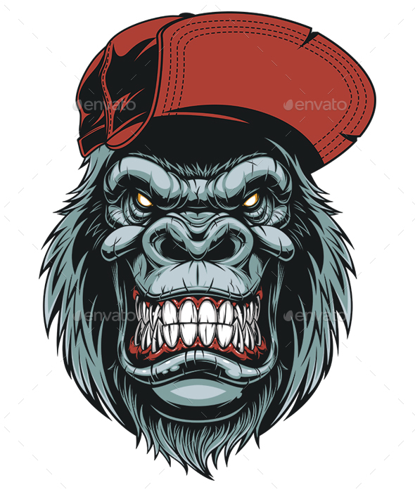 590x700 Monkey Head In A Baseball Cap By Andrey1005 Graphicriver
