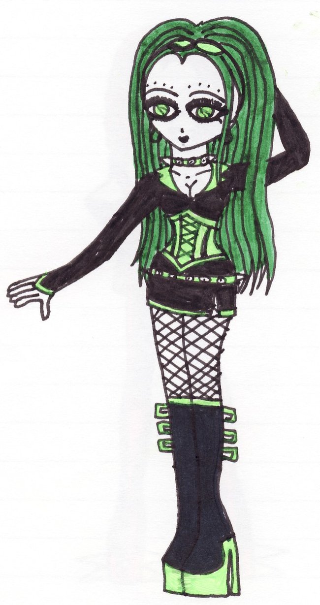 650x1229 Green Cyber Goth Girl By Thedramaticmonarch
