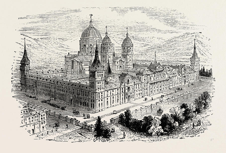 900x608 The Escurial The Palace Of Philip Ii Drawing By English School
