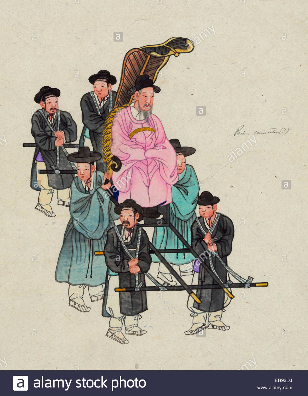 1080x1390 Prime Minister (). Drawing Shows Four Porters And Two Attendants