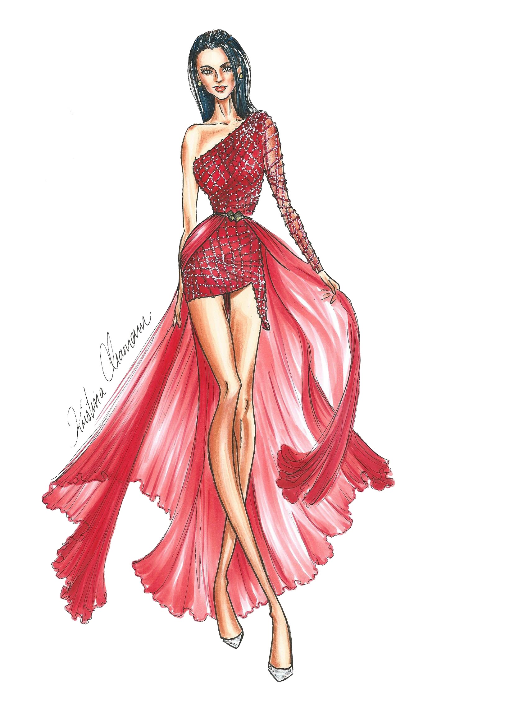1700x2338 Fashion Illustration How To Draw An Embroidered Dress