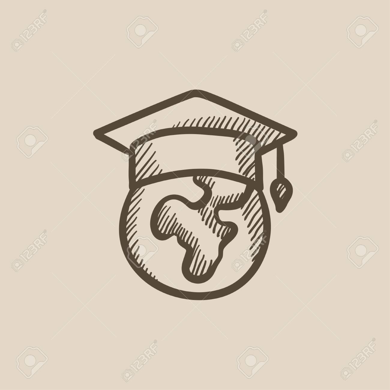 1300x1300 Globe In Graduation Cap Vector Sketch Icon Isolated On Background