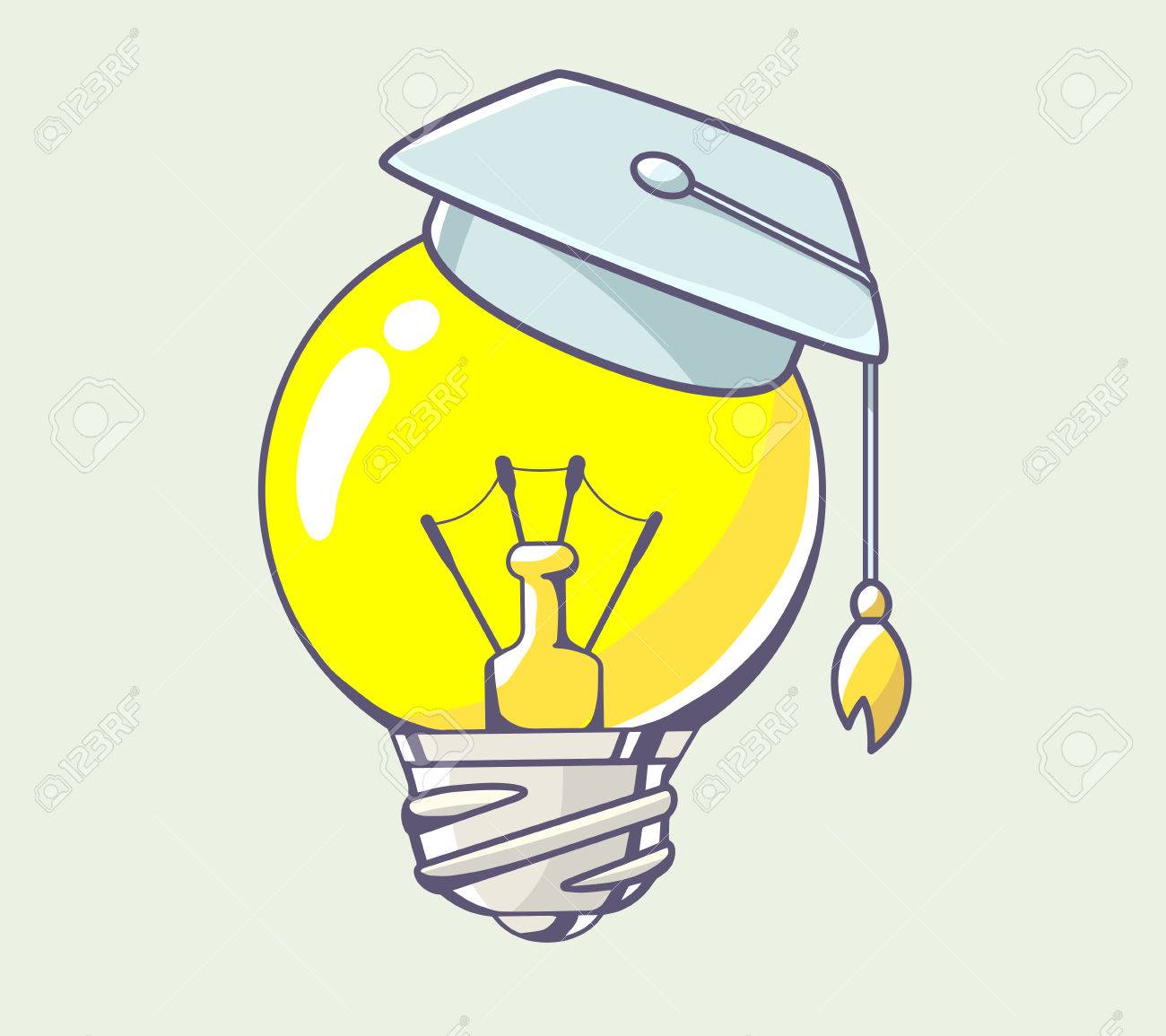 1300x1155 Vector Illustration Of Yellow Lightbulb With Graduation Cap