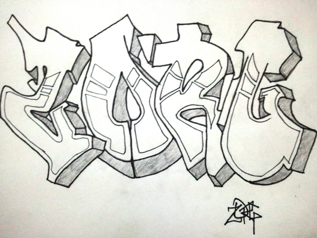 1024x768 Graffiti Pencil Sketch Graffiti Pencil Drawings