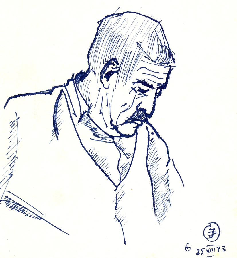 827x900 The Grandfather Drawing By Ion Vincent Danu