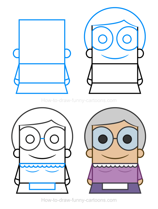 520x685 How To Draw A Grandma How To Draw Drawings