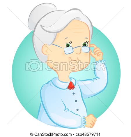 450x470 Portrait Of A Cute Grandmother With Glasses Vector Clip Art