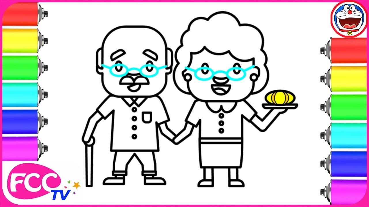 1280x720 How To Draw Grandparents Coloring Pages For Learning Colors