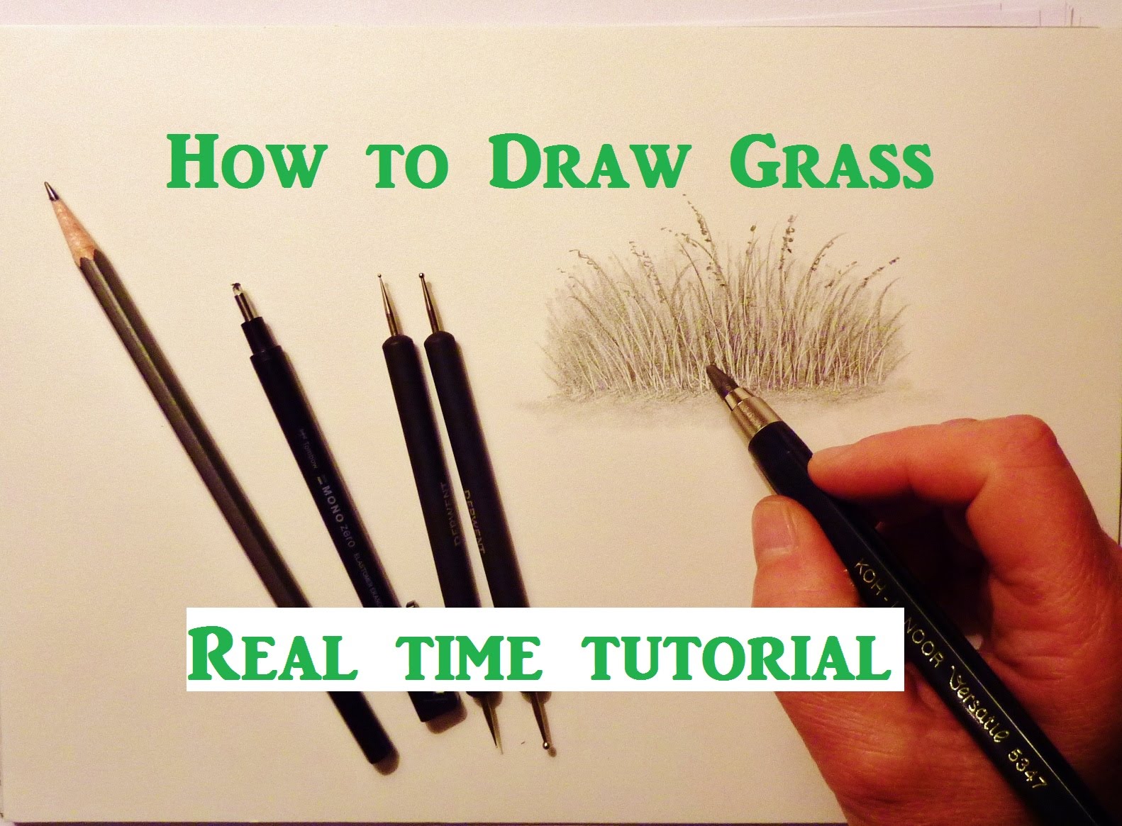 1582x1165 How To Draw Grass, Pencil Drawing Tutorial, Graphite Pencil
