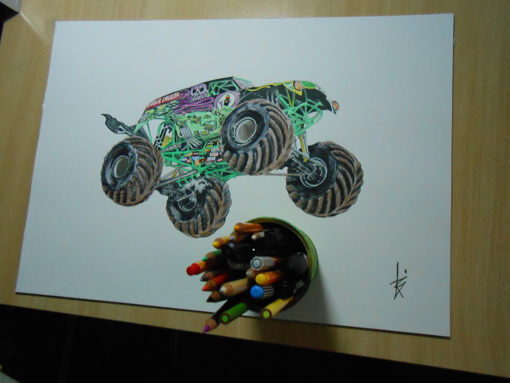 1024x768 Drawing Monster Jam Grave Digger By Dibujarteriestra
