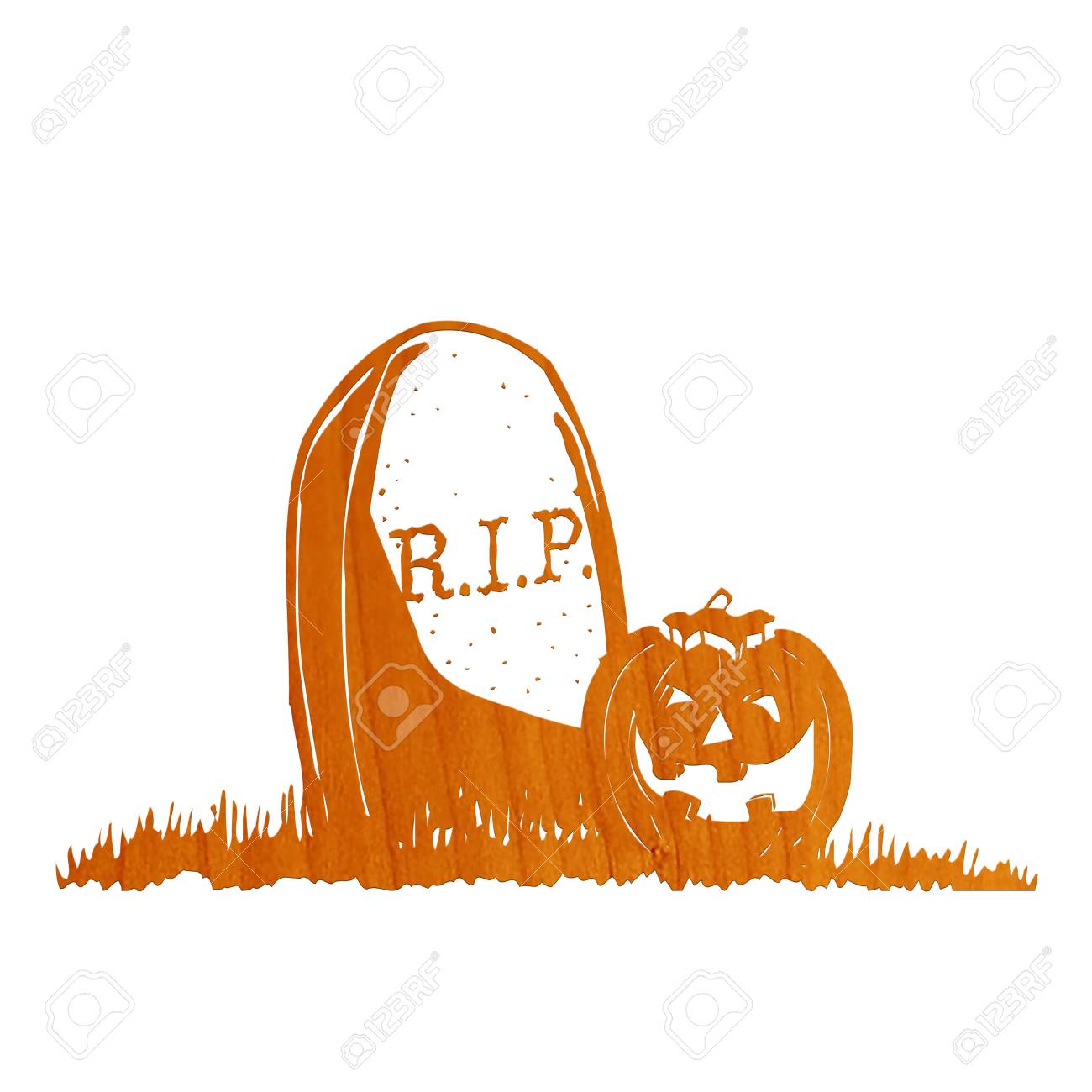 1300x1300 Pumpkin In Grave Drawing Stock Photo, Picture And Royalty Free