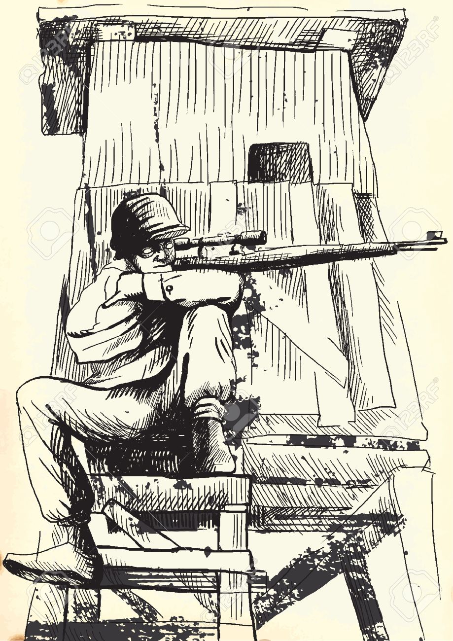 919x1300 Sniper From Beyond The Grave An Hand Drawing Converted Into