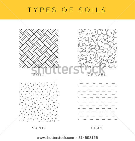 450x470 Types Of Soils, Vector Set. Collection Of Sand, Gravel And Clay