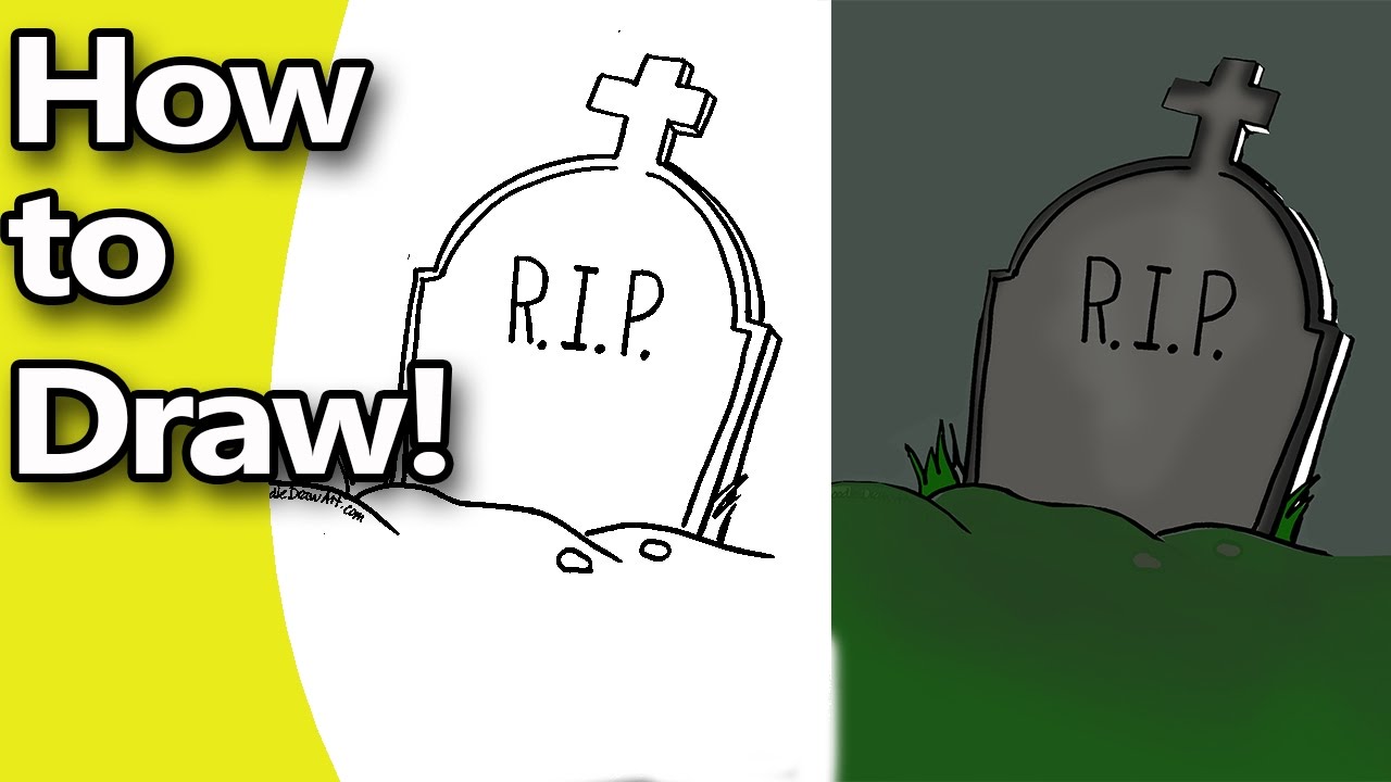 1280x720 How To Draw A Halloween Tombstone Step By Step With Free Coloring