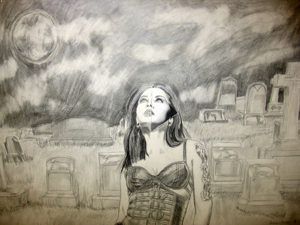 600x450 Graveyard Girl Drawing By Scarecrow3000