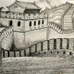 250x250 Great Wall Of China Drawing, Pencil, Sketch, Colorful, Realistic