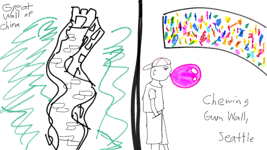 861x484 Two Famous Walls The Great Wall Of China And The Chewing Gum Wall