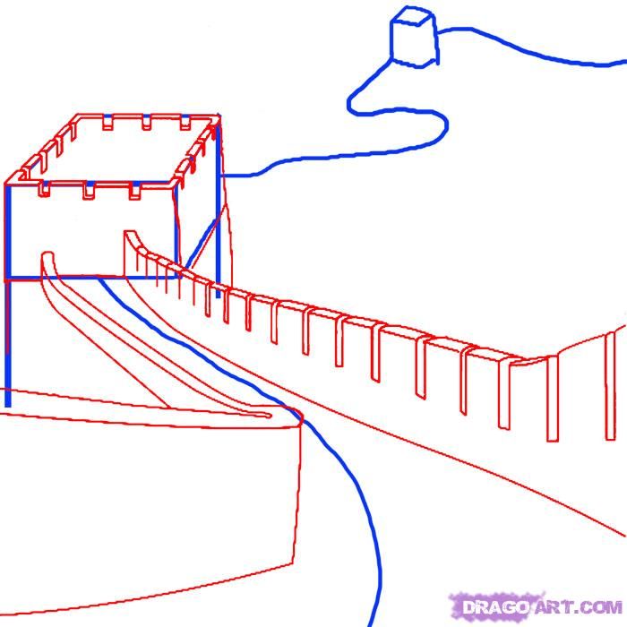 700x700 How To Draw The Great Wall Of China Step 2 Art Tutorial