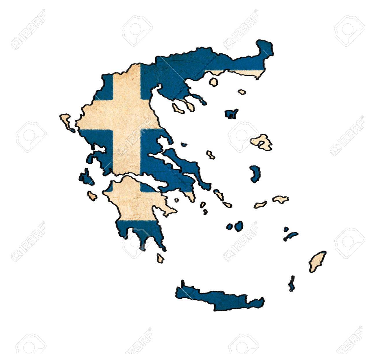 1300x1224 Greece Map On Greece Flag Drawing ,grunge And Retro Flag Series