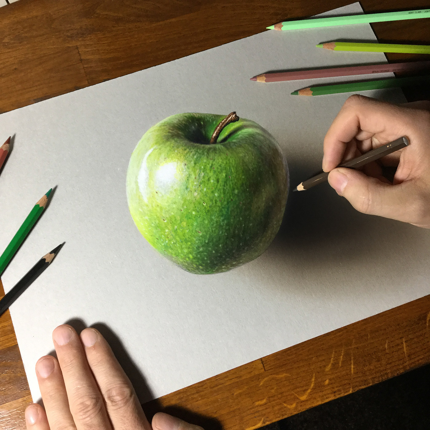 1400x1400 Green Apple Drawing On Behance