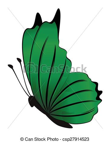 363x470 Bright Green Butterfly Vector Illustration