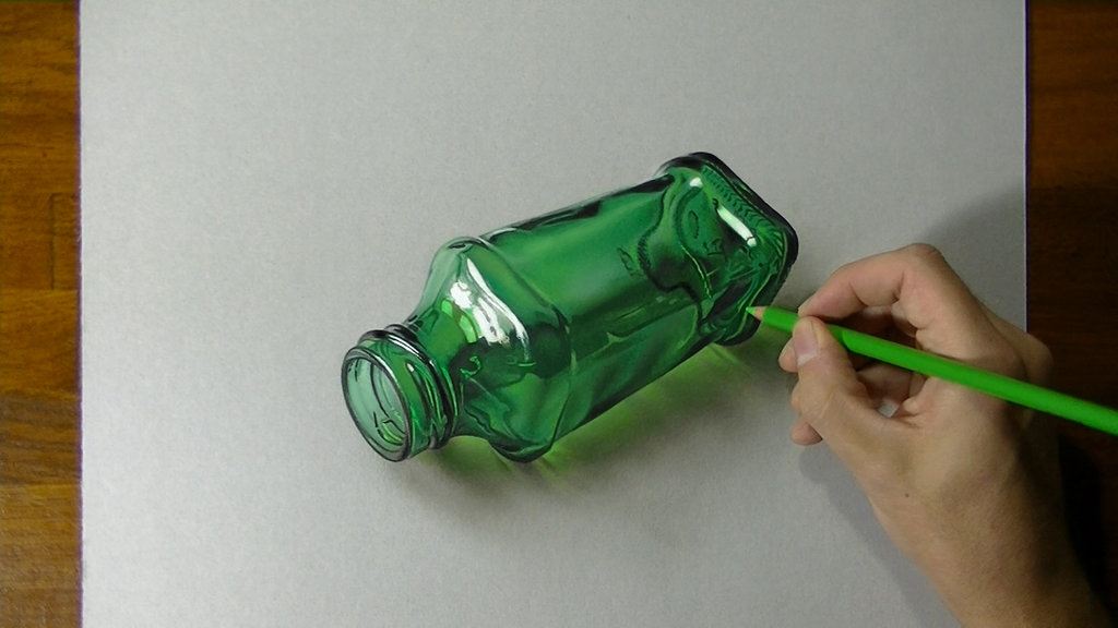 1024x576 Drawing A Green Bottle By Marcellobarenghi