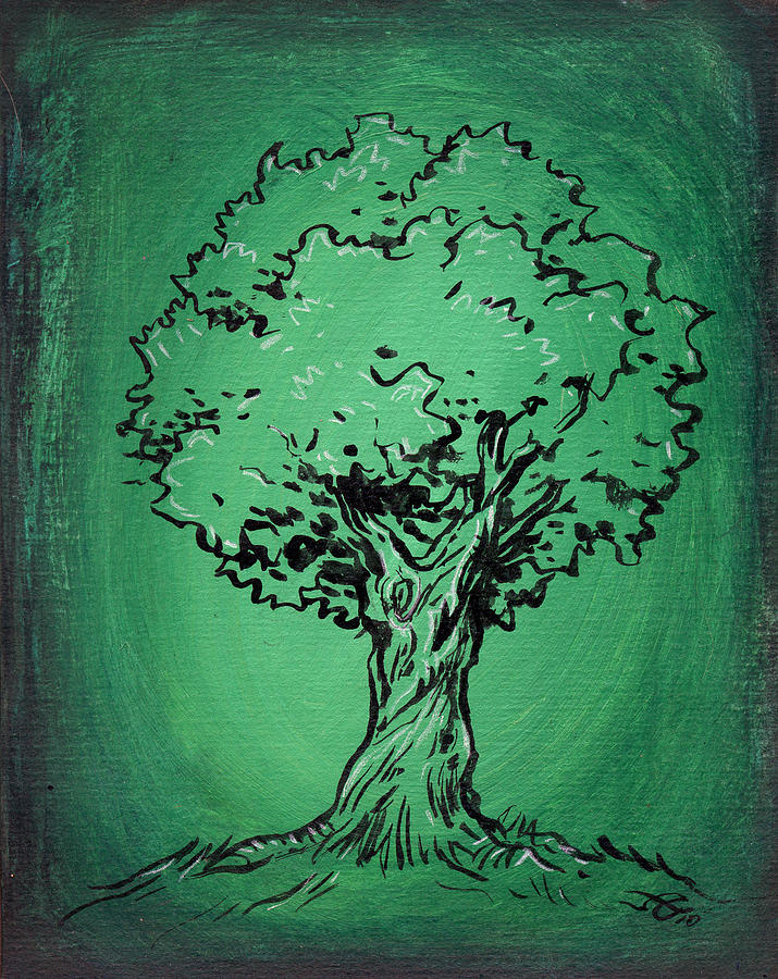 715x900 Solitary Tree In Green Drawing By John Ashton Golden