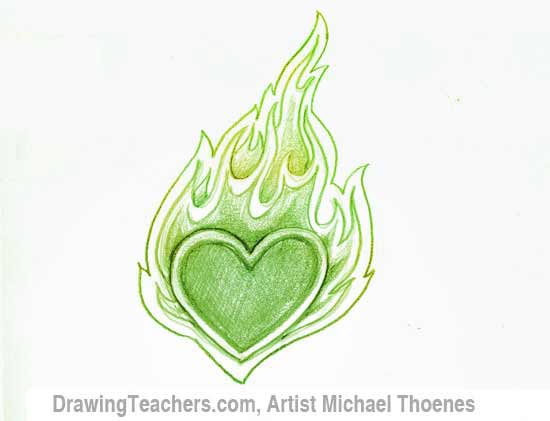 550x421 To Draw A Heart With Flames