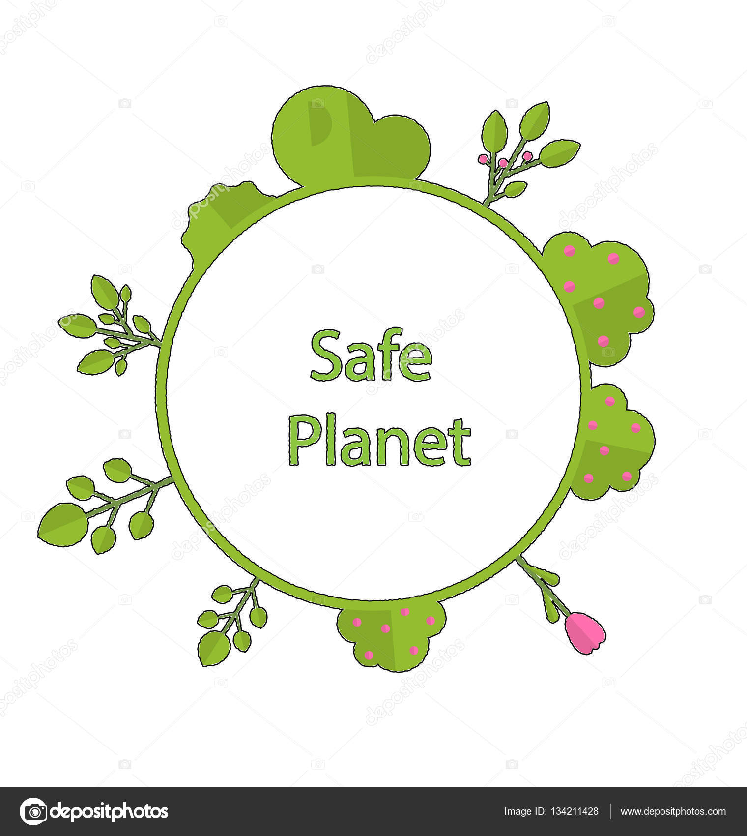 1520x1700 Frame Form Circle Green Earth Plant Flower Cry Safe Planet Stock