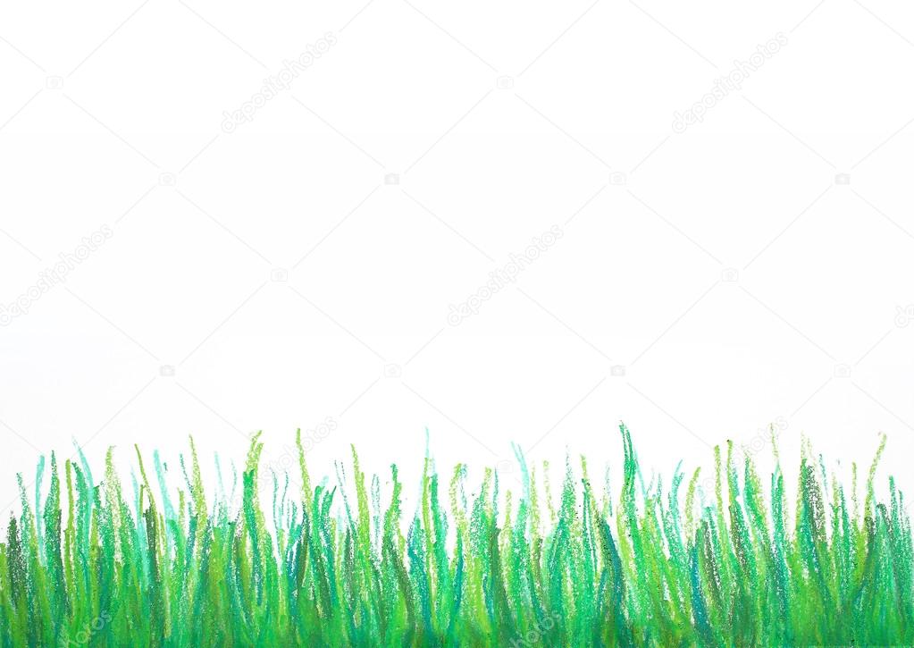 1023x725 Grass Drawing Frame Isolated On White Stock Photo Lenanet