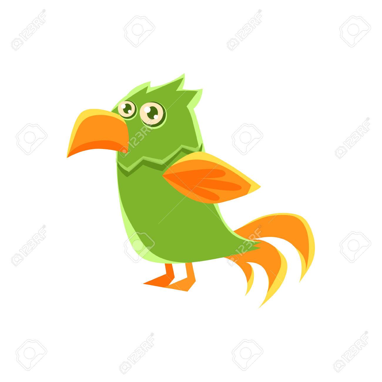 1300x1300 Green Parrot Toy Exotic Animal Drawing. Silly Childish