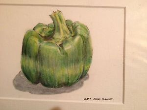 300x225 Green Pepper Drawing Original Art Betty Manichl Colored Pencil