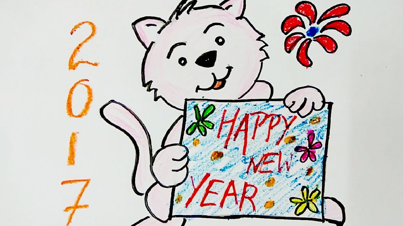 1280x720 New Year Greeting Card Diy, New Year Wish Greeting Card Drawing
