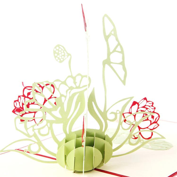750x750 3d Pop Up Greeting Card Diy Handmade Creative Drawing Lotus Design