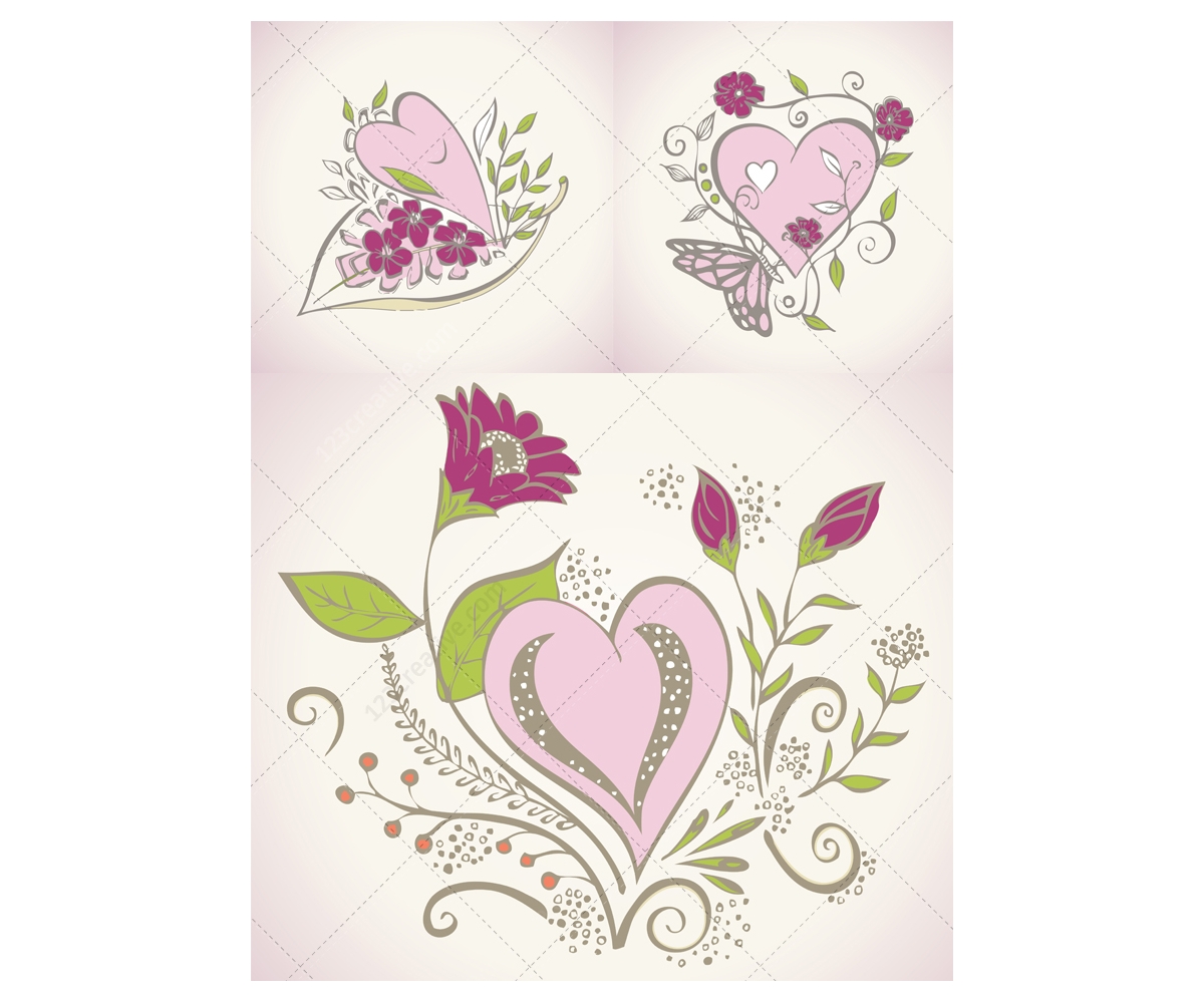 1200x1000 Beautiful Valentine Heart Vectors For Greeting Cards