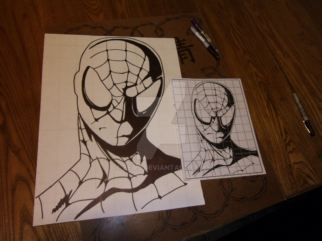 1024x768 Spider Man Grid Drawing