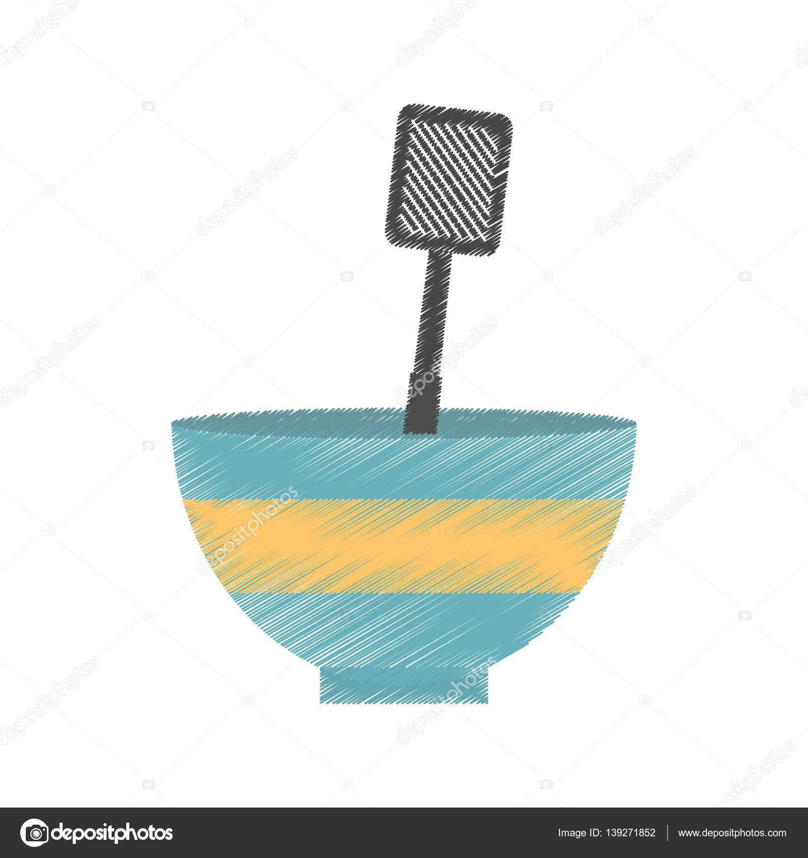 1600x1700 Drawing Bowl Spatula Grill Utensil Kitchen Stock Vector Djv