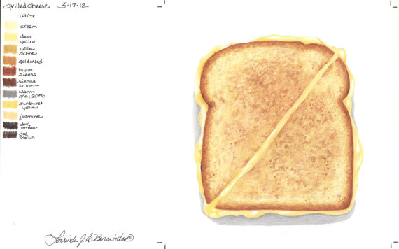 570x356 Grilled Cheese Sandwich Photo Realistic Art Illustration
