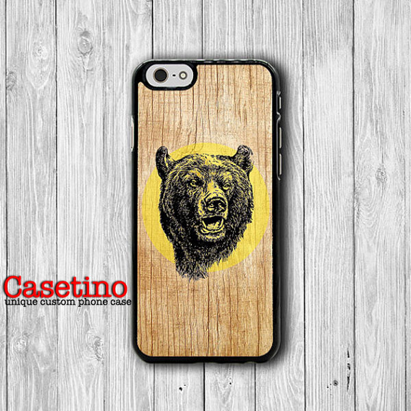 600x600 Iphone 6 Case Wood Grizzly Bear Head Drawing Phone 6 Plus Cases