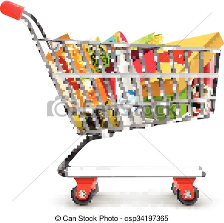 450x448 Shopping Supermarket Cart With Grocery Pictogram . Clip Art