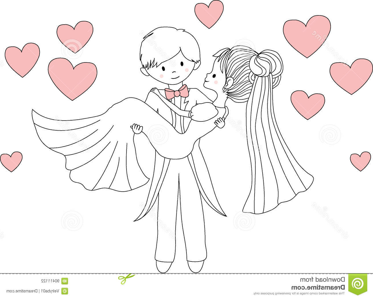 1300x1044 Groom Carrying Bride In His Arms. Vector Illustration. Stock